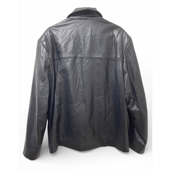 IZOD Men's Black Leather Jacket Full Zip Lined Size XL Classic Style - Picture 3 of 16